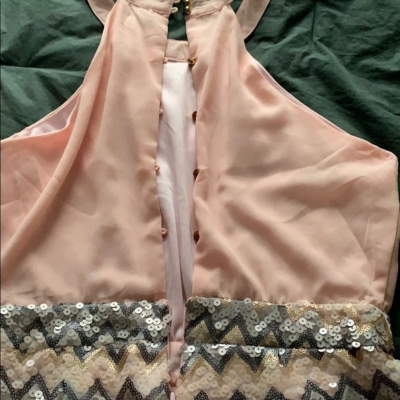 Peach Sequined Shorts  Romper NWT L - Picture 4 of 4